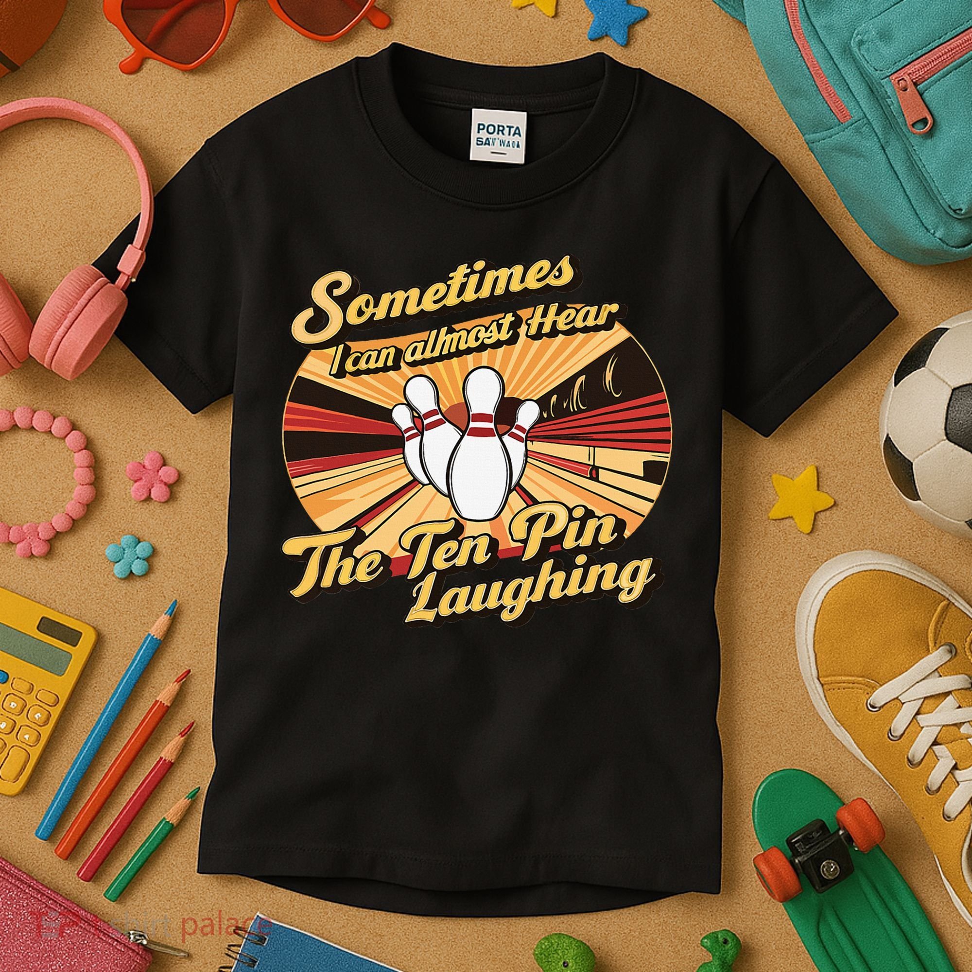 Funny Bowling Ten Pin Laughing Kids T-Shirt