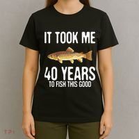 Funny Brown Trout Fishing 40th Birthday 40 Years To Fish T-Shirt thumb 4