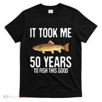 Funny Brown Trout Fishing 50th Birthday 50 Years To Fish T-Shirt thumb 0