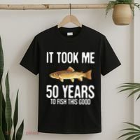 Funny Brown Trout Fishing 50th Birthday 50 Years To Fish T-Shirt thumb 2