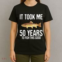 Funny Brown Trout Fishing 50th Birthday 50 Years To Fish T-Shirt thumb 4
