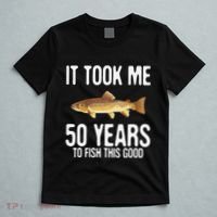 Funny Brown Trout Fishing 50th Birthday 50 Years To Fish T-Shirt thumb 5