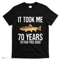 Funny Brown Trout Fishing 70th Birthday 70 Years To Fish T-Shirt thumb 0