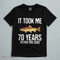 Funny Brown Trout Fishing 70th Birthday 70 Years To Fish T-Shirt thumb 5