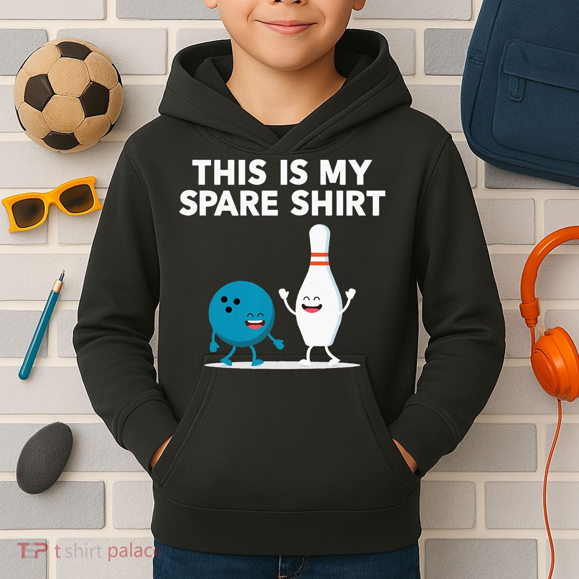 Funny Bowling Tee Spare Kids Hoodie