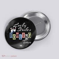 Funny Bowling Team Lucky Strikes Fun Bowler League Button thumb 0