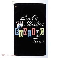 Funny Bowling Team Lucky Strikes Fun Bowler League Golf Towel thumb 0