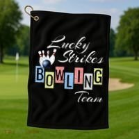 Funny Bowling Team Lucky Strikes Fun Bowler League Golf Towel thumb 1