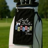 Funny Bowling Team Lucky Strikes Fun Bowler League Golf Towel thumb 2