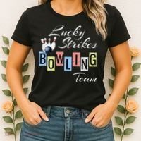 Funny Bowling Team Lucky Strikes Fun Bowler League Women's T-Shirt thumb 2