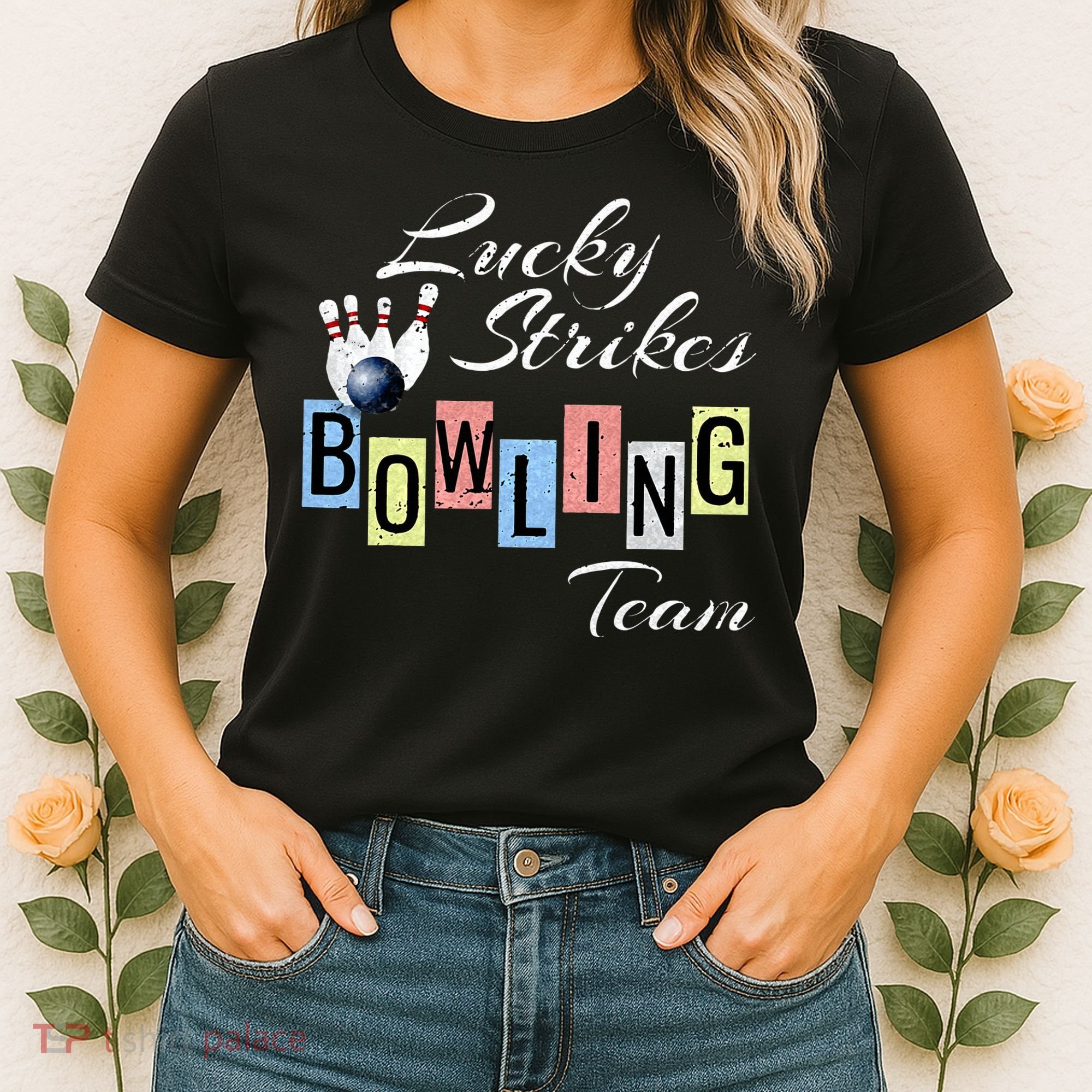 Funny Bowling Team Lucky Strikes Fun Bowler League Women's T-Shirt