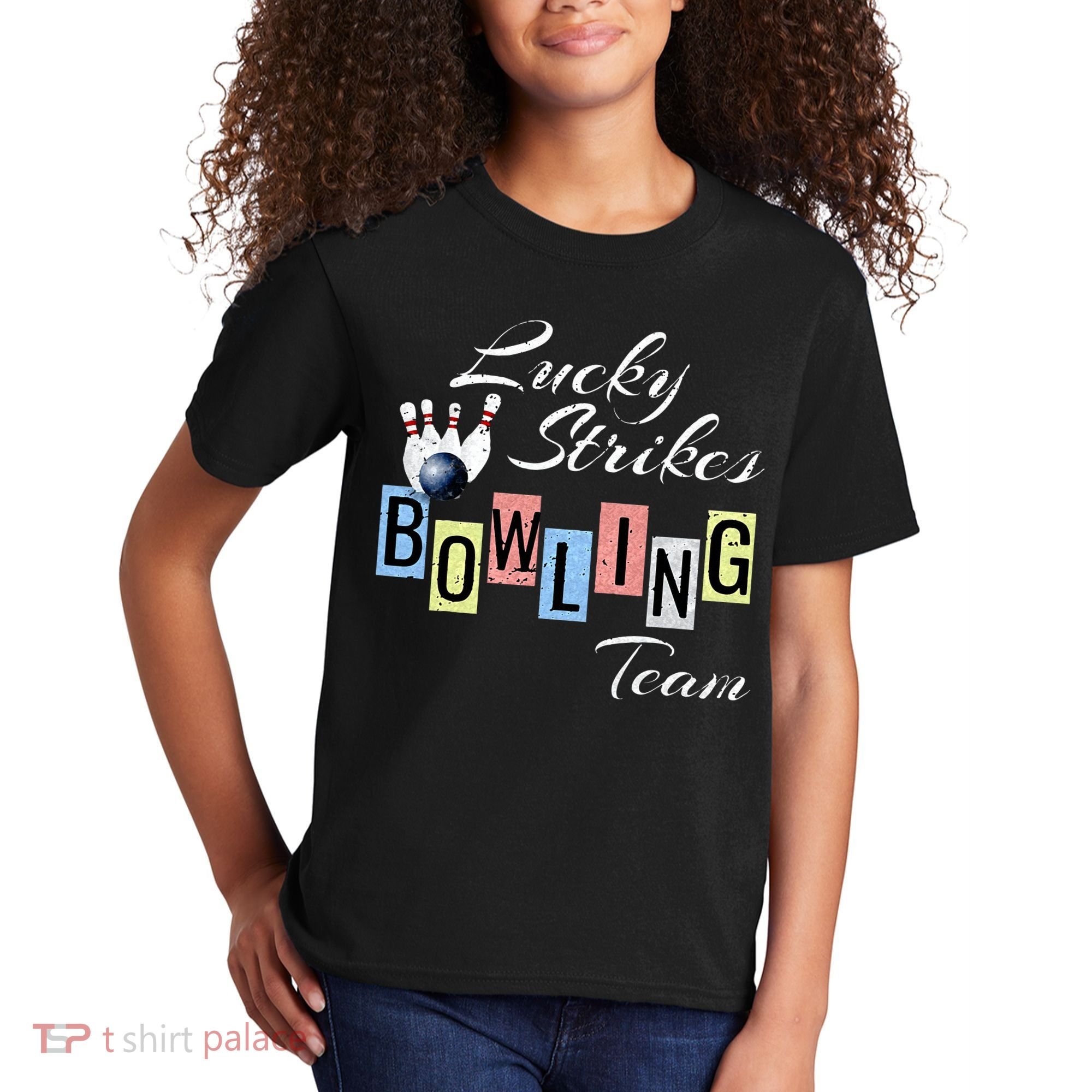 Funny Bowling Team Lucky Strikes Fun Bowler League Kids T-Shirt