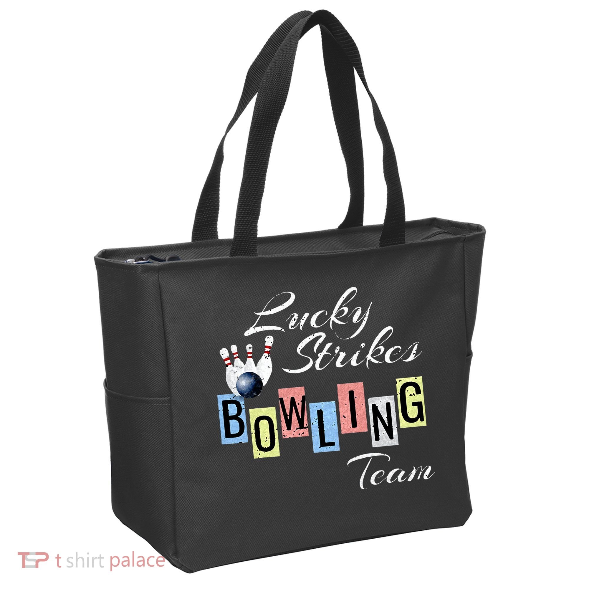 Funny Bowling Team Lucky Strikes Fun Bowler League Tote Bag