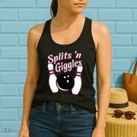 Funny Bowling Team Splits N Giggles Women's Tank Top thumb 2