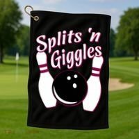 Funny Bowling Team Splits N Giggles Golf Towel thumb 1