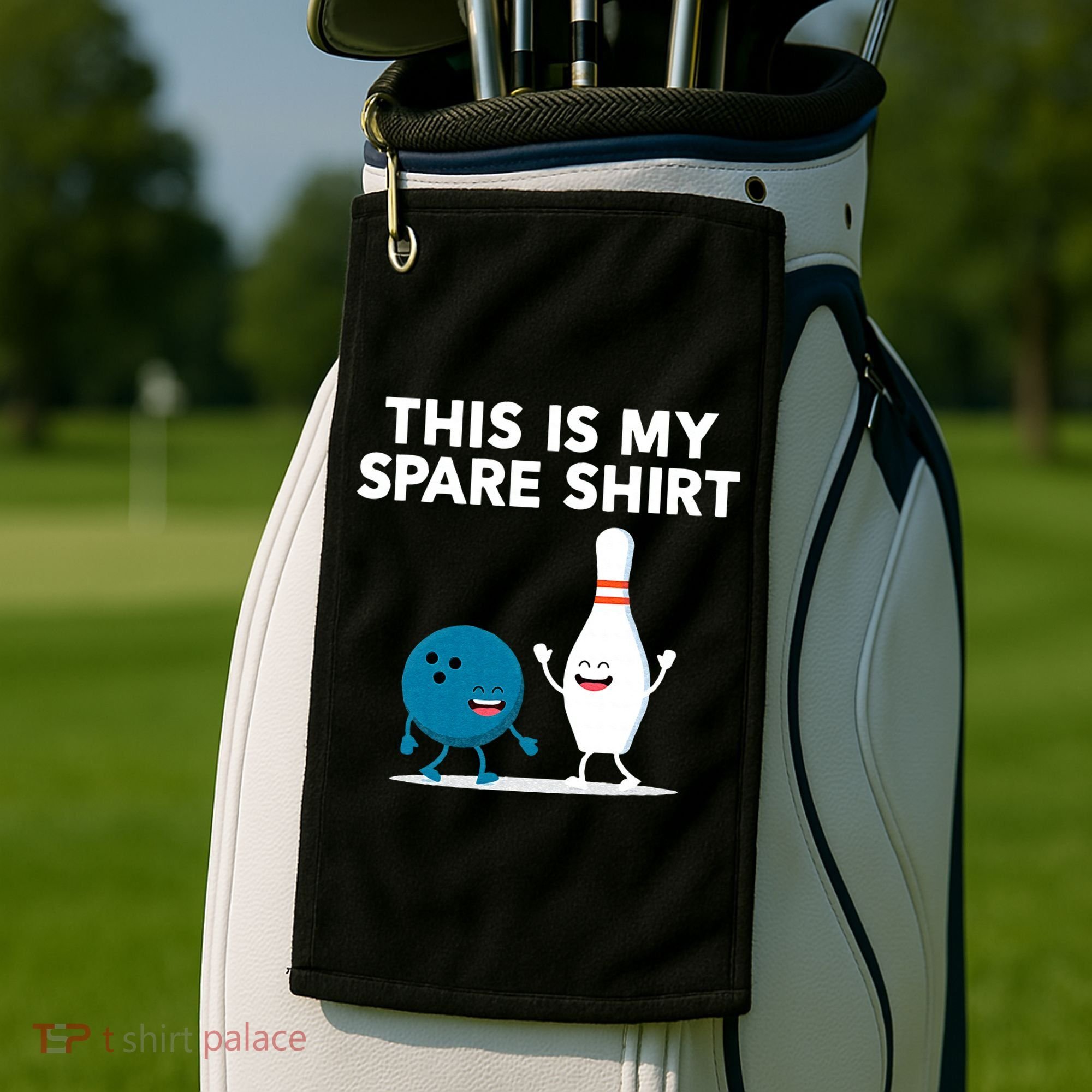 Funny Bowling Tee For Men Women & Spare Golf Towel