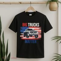 Funny Big Trucks Matter Love Lifted Truck American Flag T-Shirt thumb 2