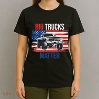 Funny Big Trucks Matter Love Lifted Truck American Flag T-Shirt thumb 4