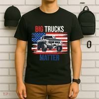 Funny Big Trucks Matter Love Lifted Truck American Flag T-Shirt thumb 6