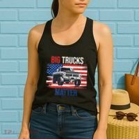 Funny Big Trucks Matter Love Lifted Truck American Flag Women's Tank Top thumb 2