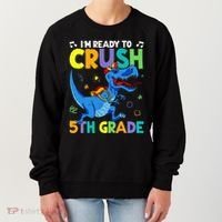 Funny Back To School I'm Ready To Crush 5th Grade Dinosaur Women's Sweatshirt thumb 0