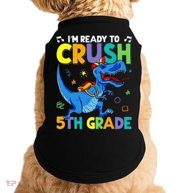 Funny Back To School I'm Ready To Crush 5th Grade Dinosaur Doggie Tank