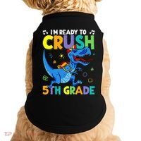 Funny Back To School I'm Ready To Crush 5th Grade Dinosaur Doggie Tank thumb 0
