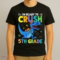 Funny Back To School I'm Ready To Crush 5th Grade Dinosaur T-Shirt thumb 3