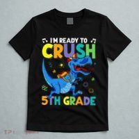 Funny Back To School I'm Ready To Crush 5th Grade Dinosaur T-Shirt thumb 5