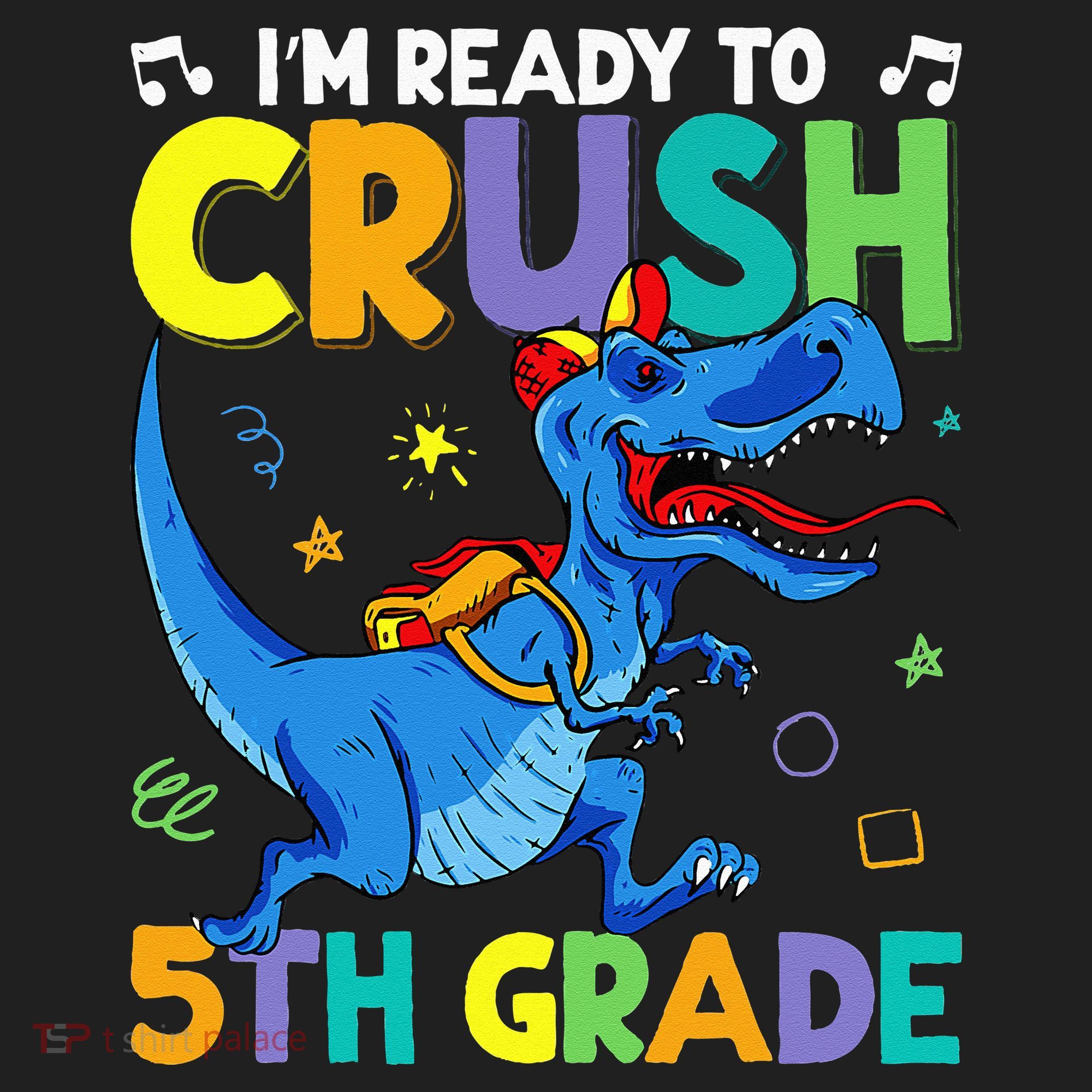 Funny Back To School I'm Ready To Crush 5th Grade Dinosaur Beanie