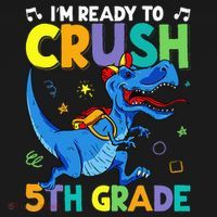 Funny Back To School I'm Ready To Crush 5th Grade Dinosaur Women's Hoodie thumb 2