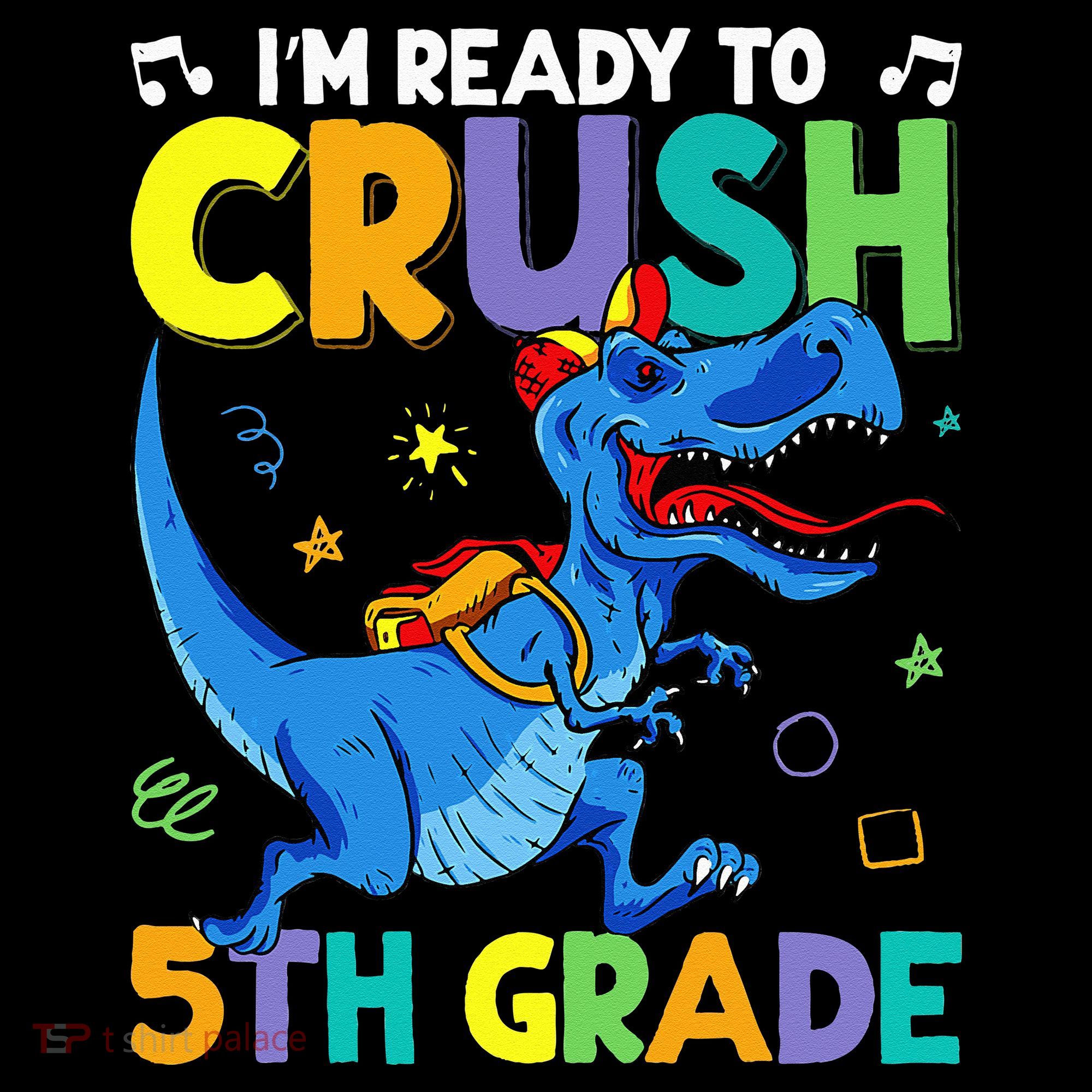 Funny Back To School I'm Ready To Crush 5th Grade Dinosaur Women's Hoodie
