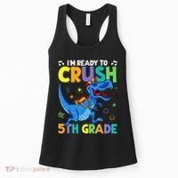 Funny Back To School I'm Ready To Crush 5th Grade Dinosaur Women's Tank Top thumb 0