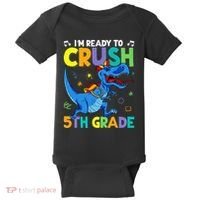 Funny Back To School I'm Ready To Crush 5th Grade Dinosaur Baby Bodysuit thumb 0