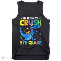 Funny Back To School I'm Ready To Crush 5th Grade Dinosaur Tank Top thumb 0