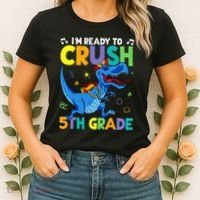 Funny Back To School I'm Ready To Crush 5th Grade Dinosaur Women's T-Shirt thumb 2