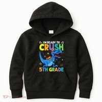 Funny Back To School I'm Ready To Crush 5th Grade Dinosaur Kids Hoodie thumb 0