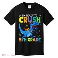 Funny Back To School I'm Ready To Crush 5th Grade Dinosaur Kids T-Shirt thumb 0