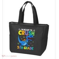 Funny Back To School I'm Ready To Crush 5th Grade Dinosaur Tote Bag thumb 3