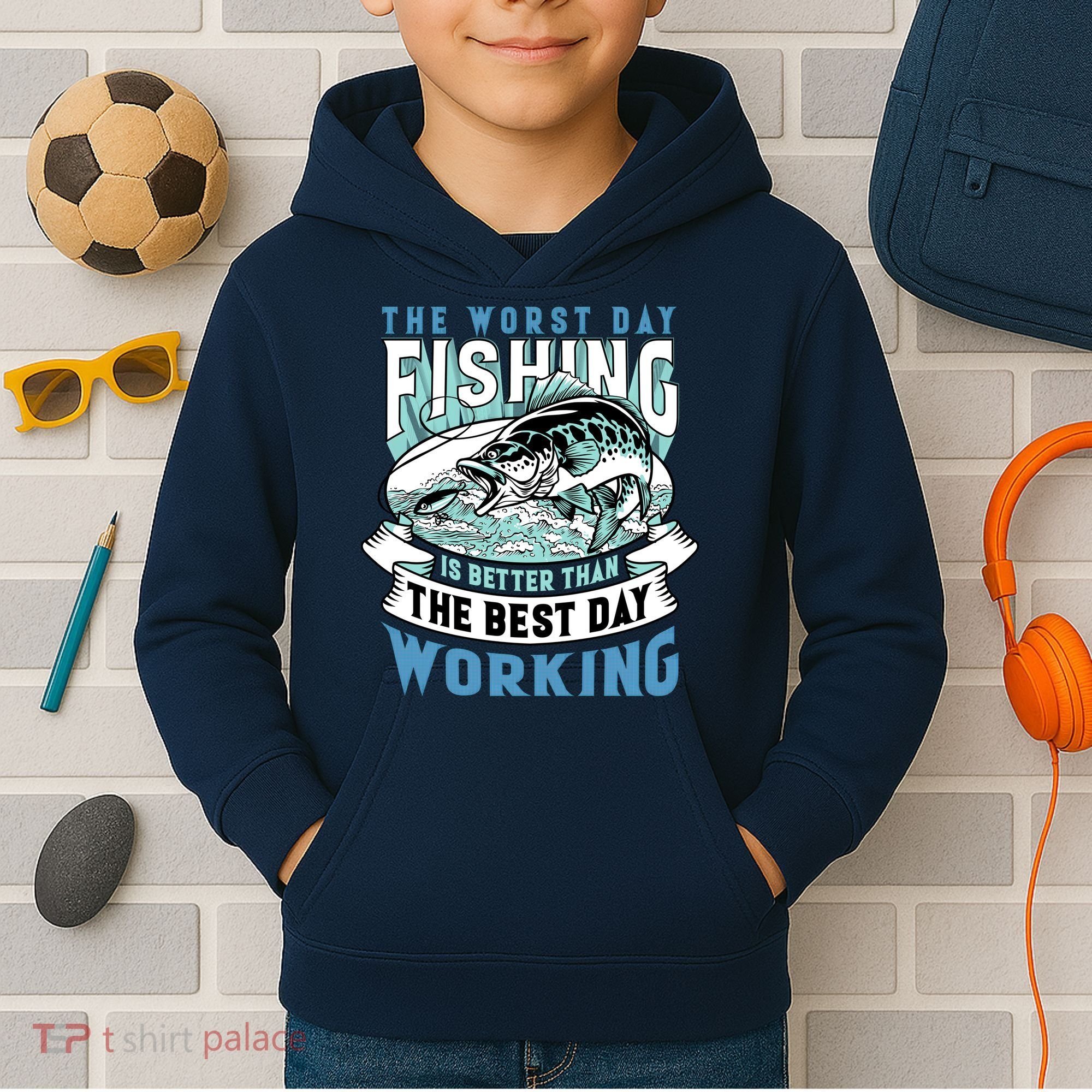 Fishing Better Than Working Kids Hoodie
