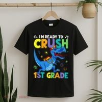 Funny Back To School I'm Ready To Crush 1st Grade Dinosaur T-Shirt thumb 2