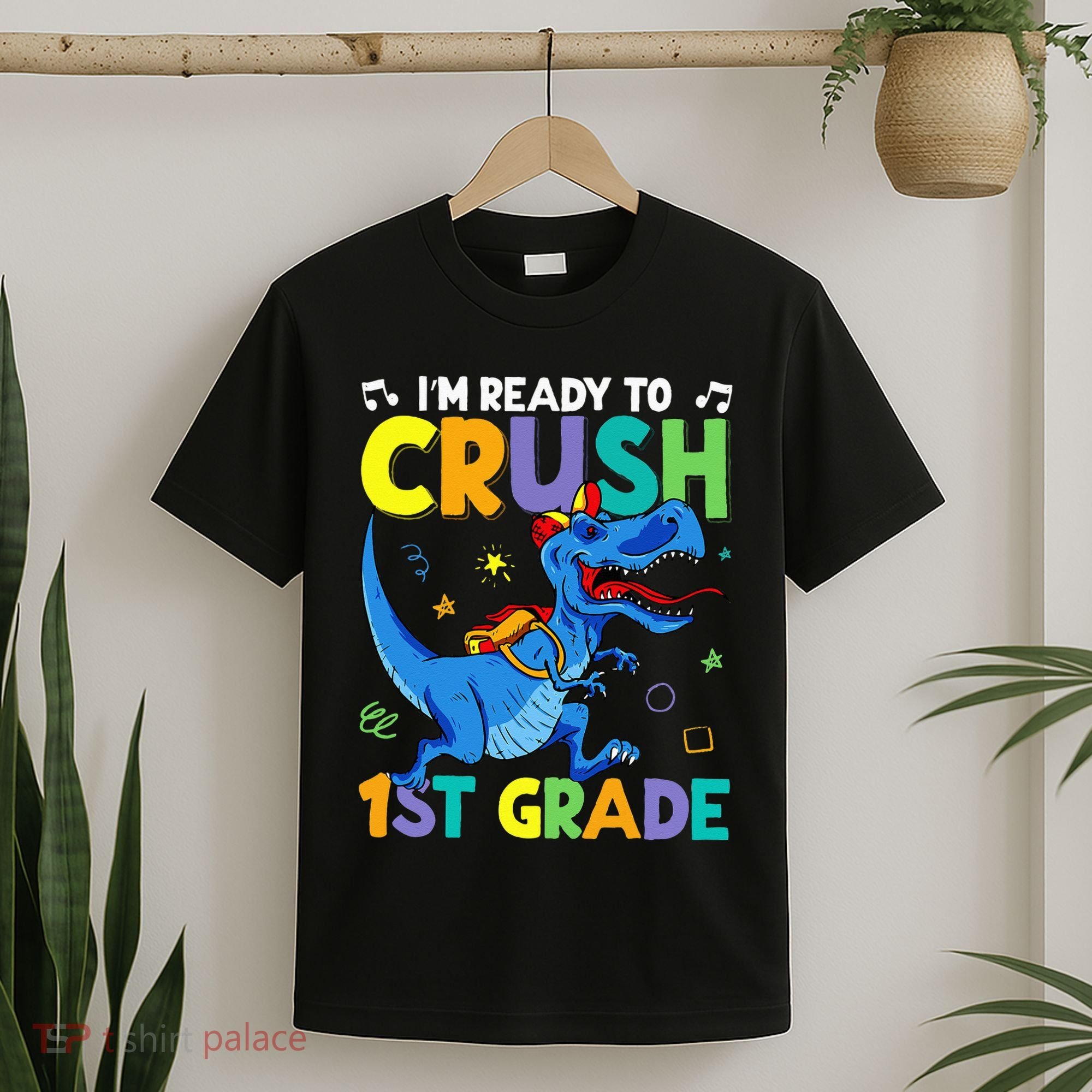 Funny Back To School I'm Ready To Crush 1st Grade Dinosaur T-Shirt