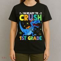 Funny Back To School I'm Ready To Crush 1st Grade Dinosaur T-Shirt thumb 4