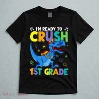 Funny Back To School I'm Ready To Crush 1st Grade Dinosaur T-Shirt thumb 5
