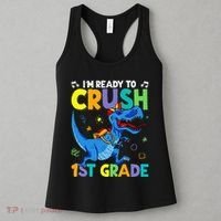 Funny Back To School I'm Ready To Crush 1st Grade Dinosaur Women's Tank Top thumb 3