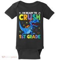 Funny Back To School I'm Ready To Crush 1st Grade Dinosaur Baby Bodysuit thumb 0