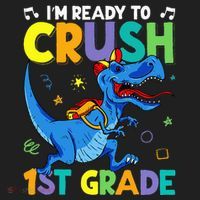 Funny Back To School I'm Ready To Crush 1st Grade Dinosaur Hat thumb 2