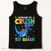 Funny Back To School I'm Ready To Crush 1st Grade Dinosaur Tank Top thumb 2