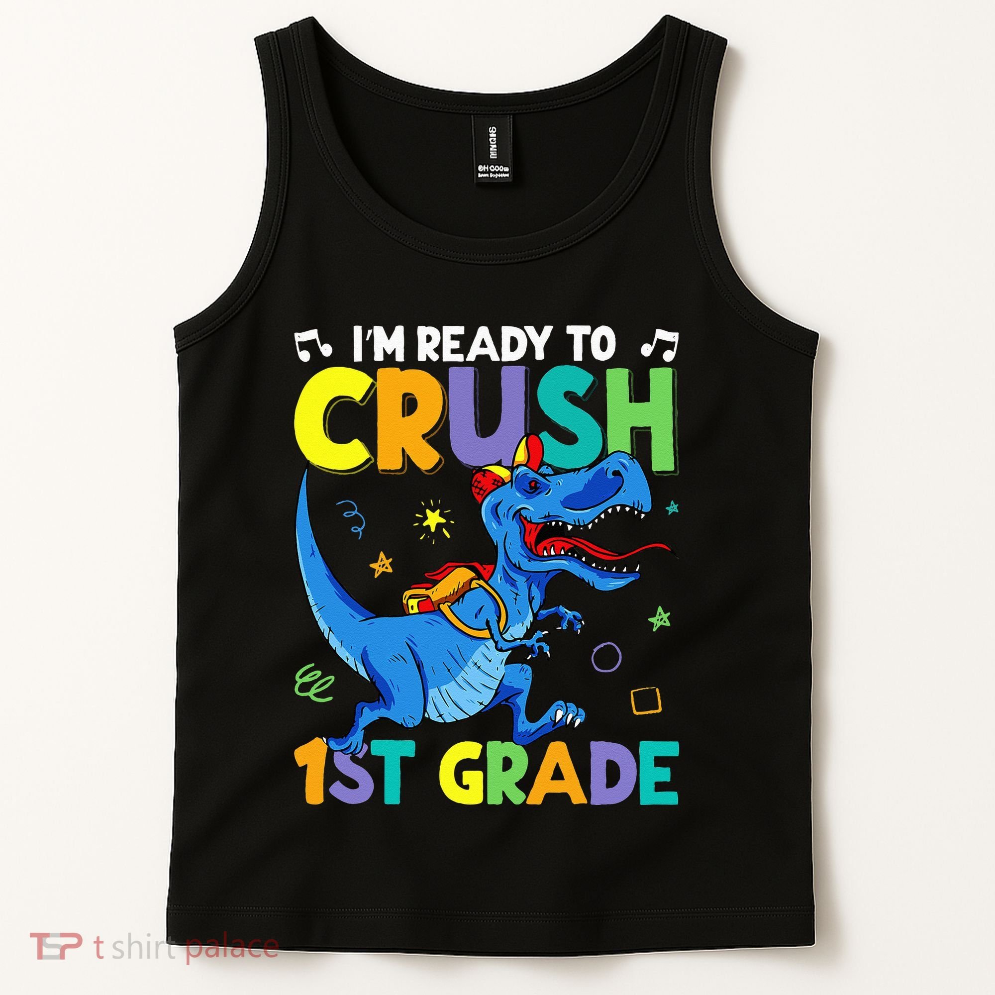Funny Back To School I'm Ready To Crush 1st Grade Dinosaur Tank Top