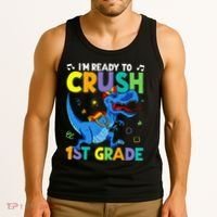 Funny Back To School I'm Ready To Crush 1st Grade Dinosaur Tank Top thumb 3